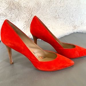Stylish Johnston & Murphy BRIGHT RED Suede Pumps